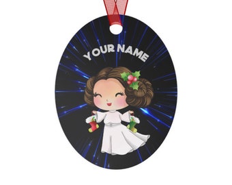 CUSTOM Star Wars Princess Leia Christmas Metal Ornament, Star Wars Holiday Décor, Disney Ornament, Leia Organa Ornament, Star Wars Ornament