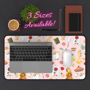 Disney Beauty and The Beast Desk Mat, Disney Mouse Pad, Belle Desk Pad, Disney Office, Disney Desk Mat, Beauty and The Beast Office