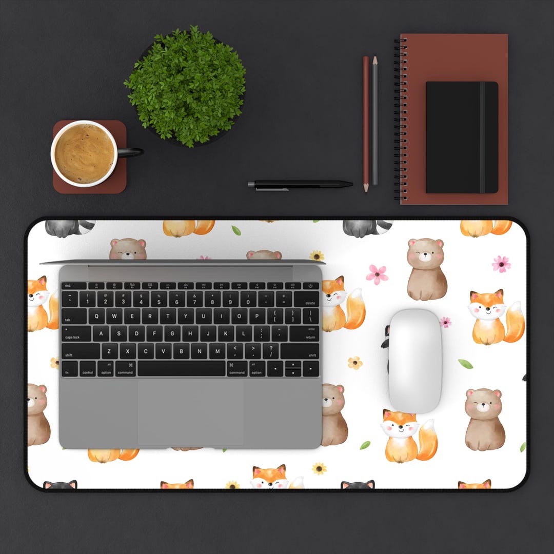 Desk Racoons Spring Animals Desk Mat, Raccoons Mouse Pad, Spring Office, Bears Desk ...