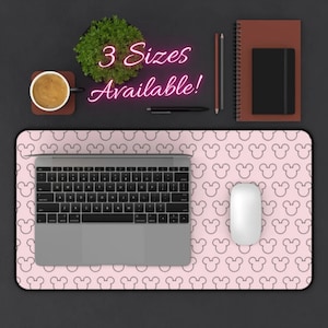 Disney Pink Mickey Mouse Pattern Desk Mat, Disney Mouse Pad, Mickey Mouse Desk Pad, Disney Office, Disney Desk Mat, Mickey Mouse Office