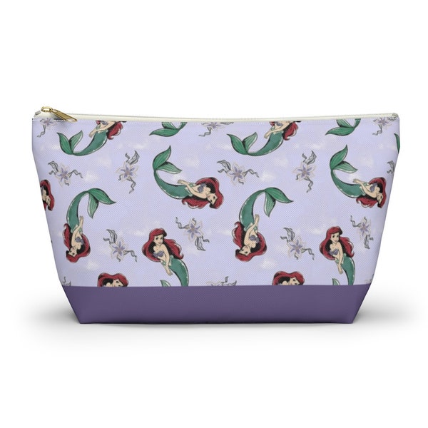 Disney Little Mermaid Accessory Pouch w/ T-bottom, Ariel Makeup Bag, Disney Cosmetic Bag, Disney Little Mermaid Travel Pouch, Ariel Bag