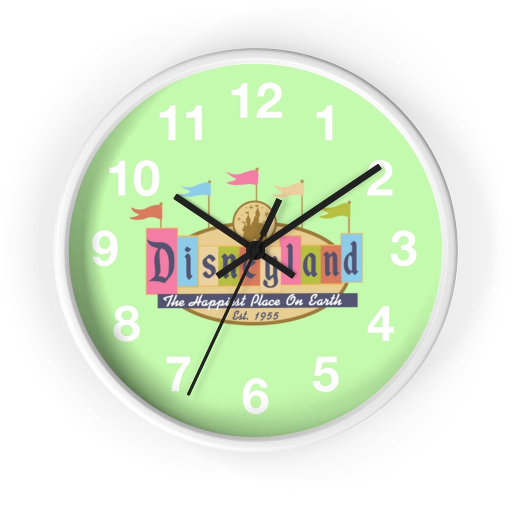 Disneyland Green Wooden Clock, Disney Clock, Disney Gift, Disneyland Dcor