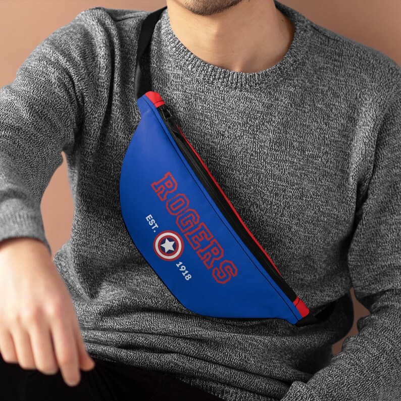 Mar vel Steve Rogers AKA Captain America Fanny Pack, A vengers Bag, Mar vel Fanny Pack, Mar vel Gift, A vengers Fanny Pack, Captain America afbeelding 1