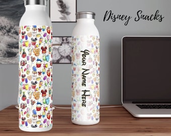 CUSTOM Disney World Snacks Stainless Steel Water Bottle, Mickey Tumbler, Disney Water Bottle, Custom Tumbler, Mickey Water Bottle