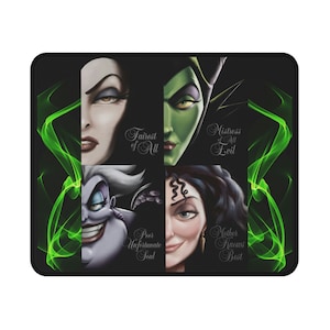 Disney Villains Non-Slip Mouse Pad, Evil Queen, Maleficent, Ursula, Mother Gothel, Disney Office, Disney Villain Office, Villain Home Décor