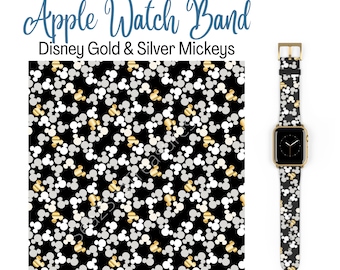 Disney Gold & Silver Mickey Mouse Heads Apple Watch Band, Disney Watch Band, Mickey Watch Band, Disney Apple Watch Band, Mickey Mouse Gift