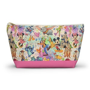 Disney Characters Accessory Pouch T-bottom, Mickey Travel Pouch, Minnie Makeup Bag, Ariel Cosmetic Bag, Dumbo Bag, Goofy, Chip n Dale
