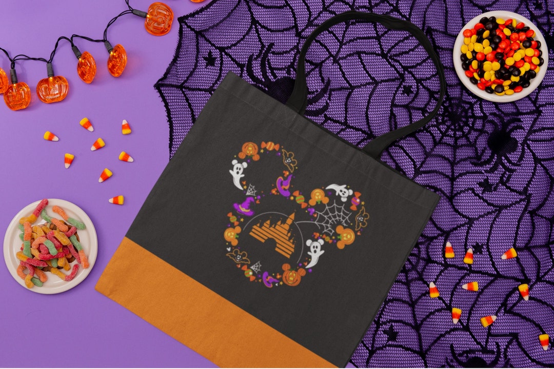 Disney Halloween Tote Bag, Disney Bag, Disney Trick or Treat Bag, Disney Castle Bag, Mickey