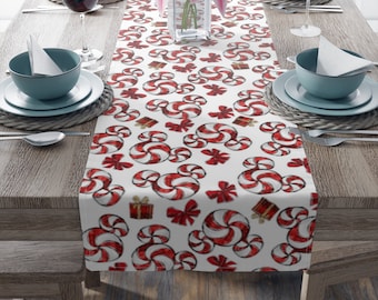 Disney Mickey Peppermints Cotton Table Runner, Disney Table Runner, Disney Mickey Décor, Holiday Table Runner, Peppermint Tablecloth