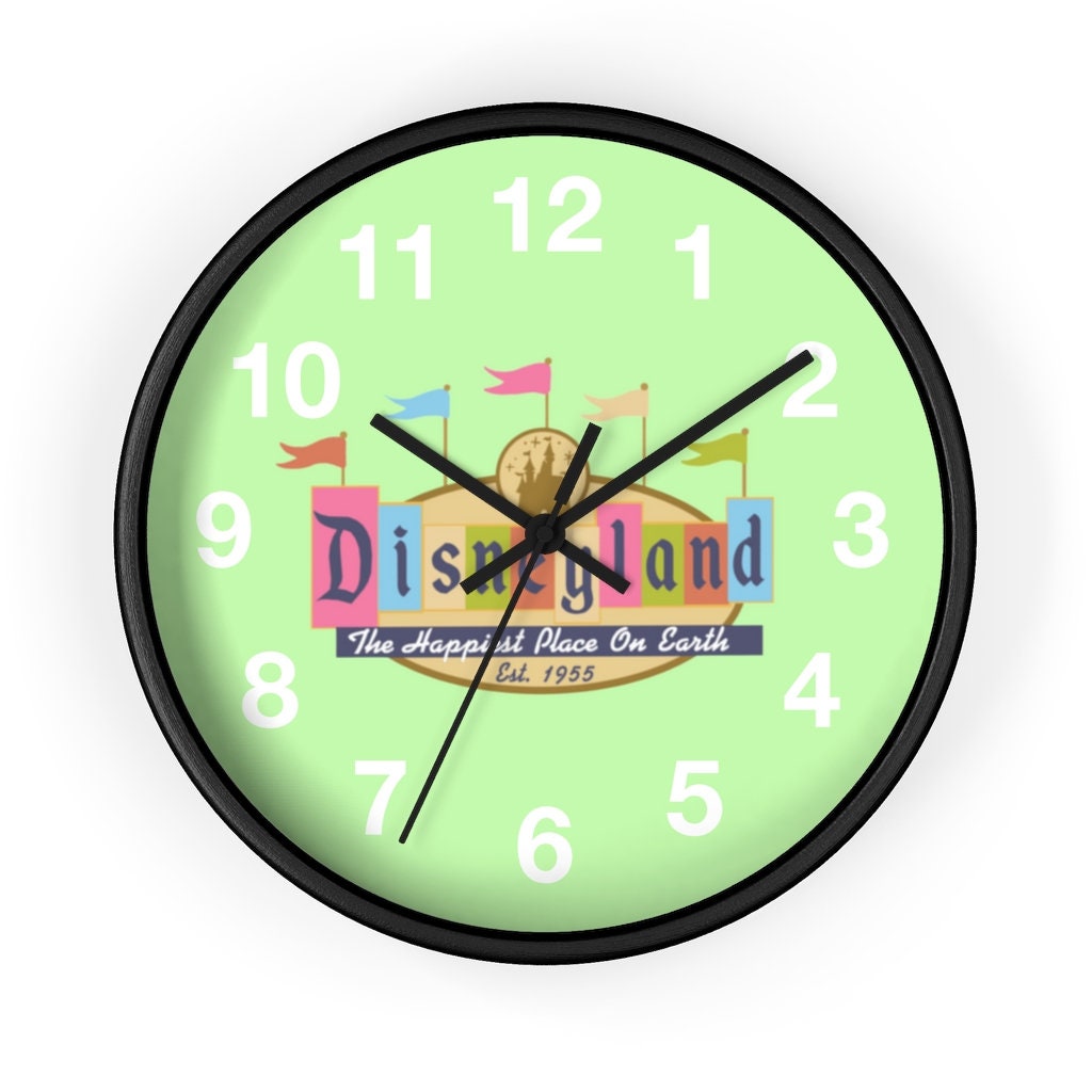 Disneyland Green Wooden Clock, Disney Clock, Disney Gift, Disneyland Dcor