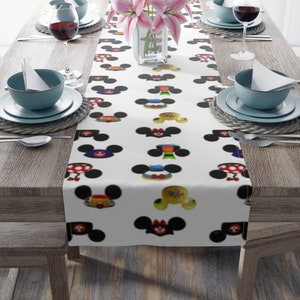 Disney Mickey Ears Cotton Table Runner, Disney Table Runner, Mickey Mouse Décor, Disney Décor, Minnie Table Runner, Mickey Table Runner