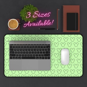 Disney Green Mickey Mouse Pattern Desk Mat, Disney Mouse Pad, Mickey Mouse Desk Pad, Disney Office, Disney Desk Mat, Mickey Mouse Office