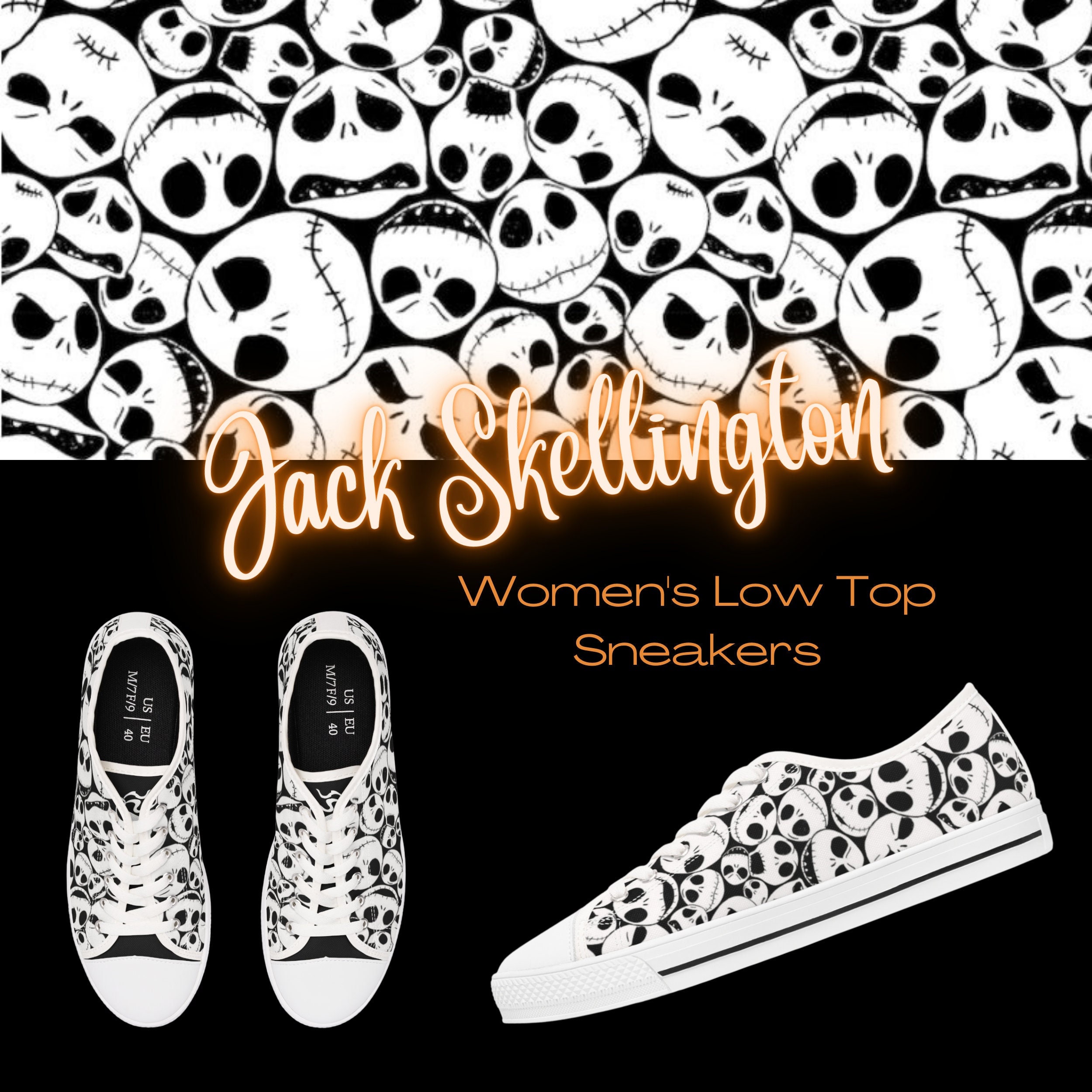 Discover Nightmare Before Christmas Jack Skellington Women's Low Top Sneakers