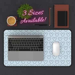 Disney Blue Mickey Mouse Pattern Desk Mat, Disney Mouse Pad, Mickey Mouse Desk Pad, Disney Office, Disney Desk Mat, Mickey Mouse Office