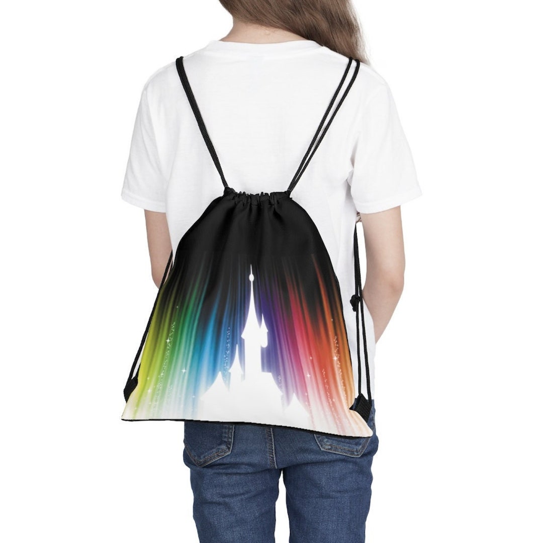 Disney Rainbow Castle Drawstring Bag Castle Backpack Disney Etsy
