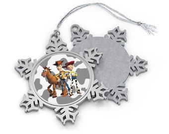 Adorno de copo de nieve de peltre de Disney Toy Story, adorno del Sheriff Woody, adorno de Jessie de Toy Story, adorno de Bullseye, regalo de Navidad de Toy Story