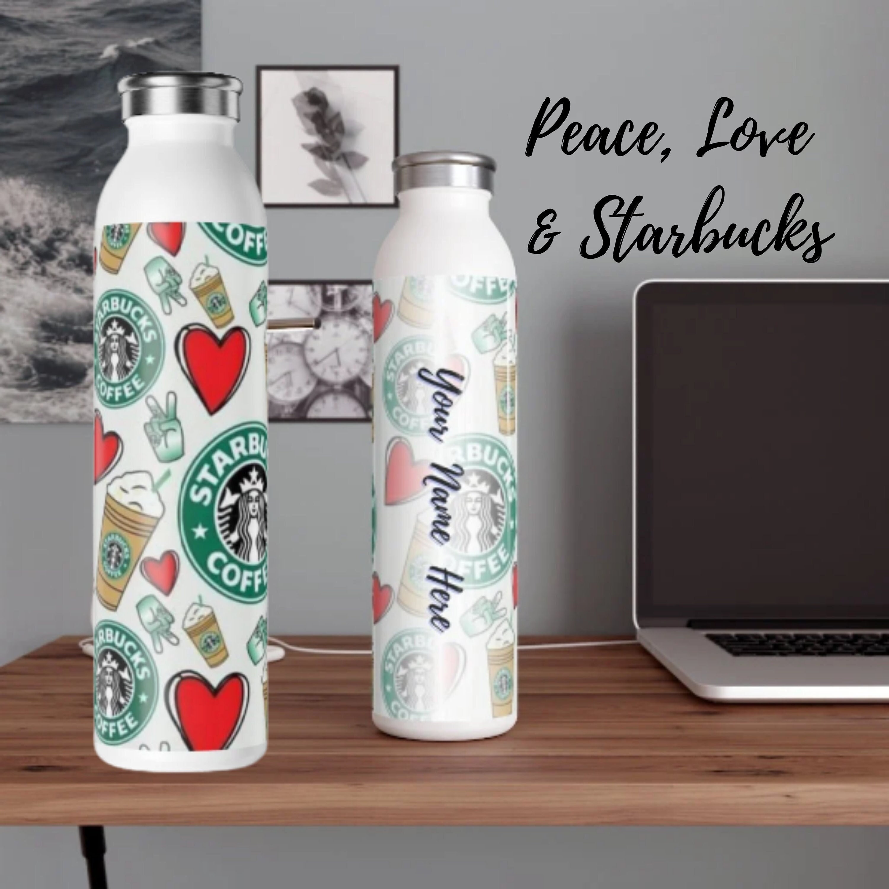 Starbucks Inspired Square Water Bottle 