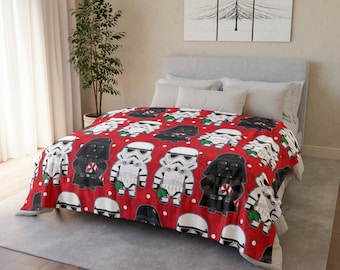 SOFT Christmas Star Wars Darth Vader and Stormtroopers Minky Blanket, Christmas Blanket, Holiday Minky Blanket, Star Wars Blanket