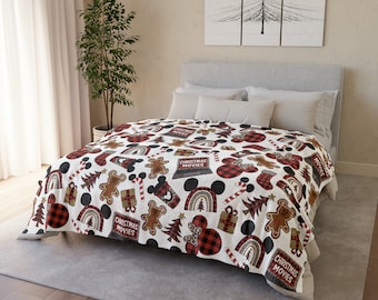 SOFT Disney Buffalo and Leopard Print Blanket, Christmas Blanket, Holiday Fleece Blanket, Disney Blanket, Mickey Blanket, Minnie Blanket