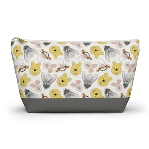 Disney Pooh & Friends Accessory Pouch w T-bottom, Disney Cosmetic Bag, Winnie the Pooh Bag, Eeyore Makeup Bag, Piglet Bag, Tigger Makeup Bag