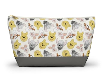 Disney Pooh & Friends Accessory Pouch w T-bottom, Disney Cosmetic Bag, Winnie the Pooh Bag, Eeyore Makeup Bag, Piglet Bag, Tigger Makeup Bag