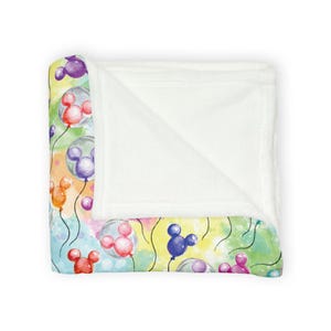 SOFT Disney Mickey Watercolor Balloons Minky Blanket, Disney Blanket, Mickey Balloons Blanket, Soft Disney Blanket, Mickey Mouse, Disneyland image 6