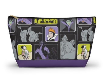 Disney Villains Accessory Pouch w/ T-bottom, Disney Makeup Bag, Maleficent Bag, Evil Queen Travel Pouch, Disney Ursula, Cruella De Vil Bag
