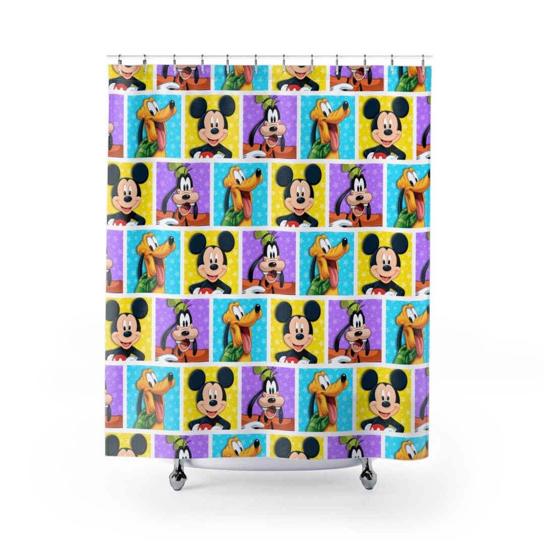 Classic Disney Friends Shower Curtain, Mickey Shower Curtain, Disney