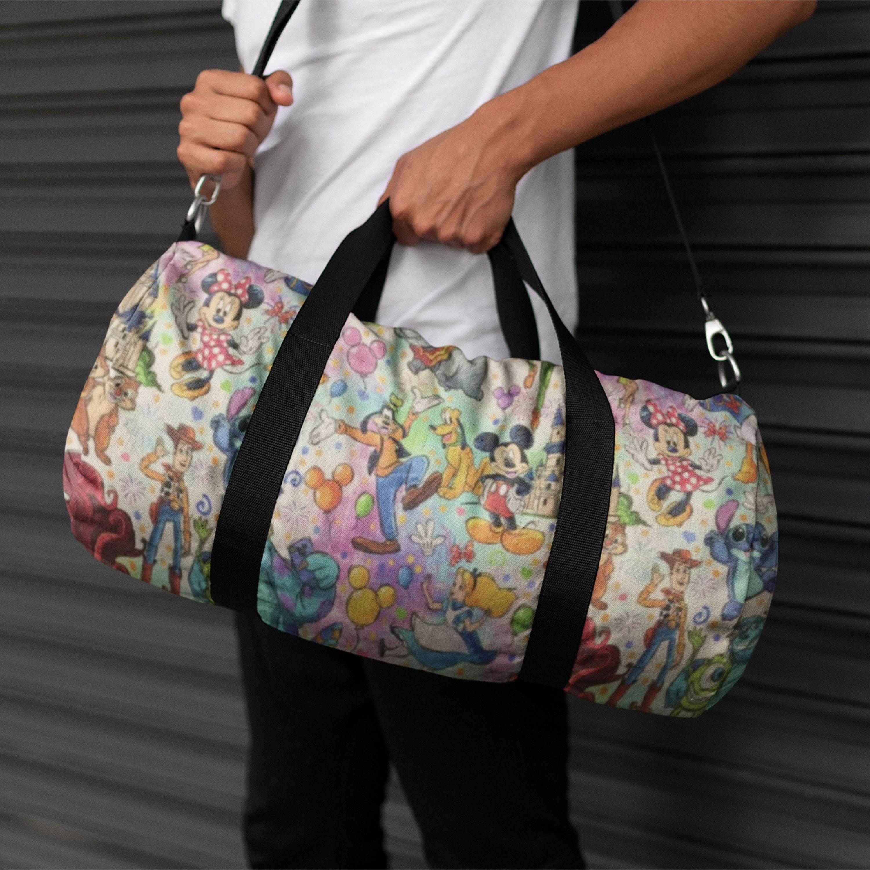 Discover Disney Characters Duffel Bag, Disney Duffel Bag, Mickey Mouse Bag