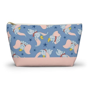 Disney Dumbo Accessory Pouch w T-bottom, Dumbo Makeup Bag, Dumbo Cosmetic Bag, Dumbo Mouse Travel Pouch, Disney Vacation Bag