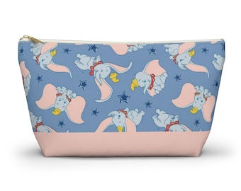 Disney Dumbo Accessory Pouch w T-bottom, Dumbo Makeup Bag, Dumbo Cosmetic Bag, Dumbo Mouse Travel Pouch, Disney Vacation Bag