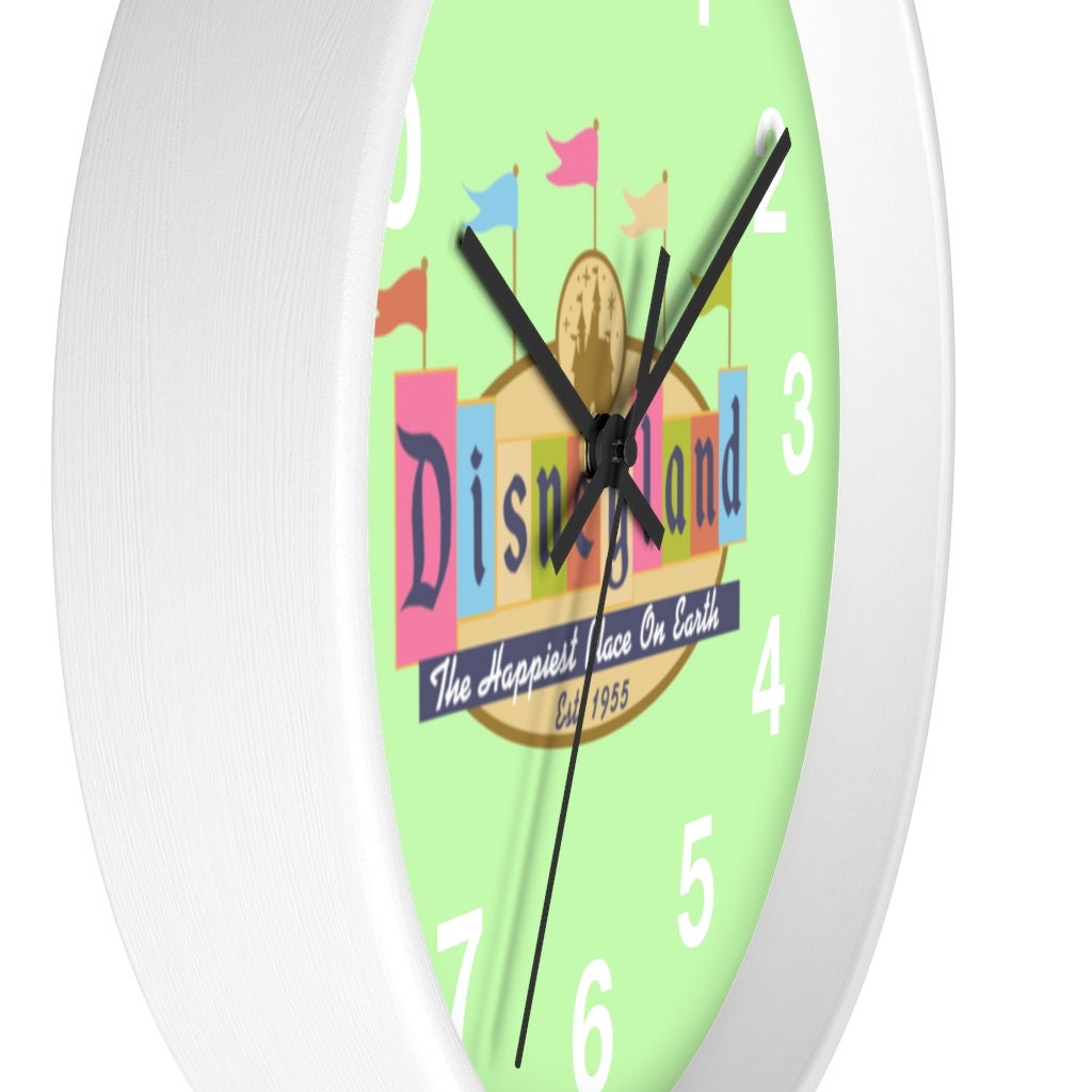 Disneyland Green Wooden Clock, Disney Clock, Disney Gift, Disneyland Dcor