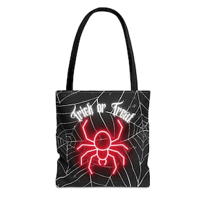 Halloween Trick or Treat Tote Bag, Reusable Tote Bag, Halloween Gift Bag, Spider Tote Bag, Halloween Spider, Halloween Gift
