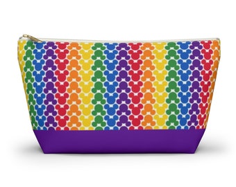 Disney Rainbow Mickeys Accessory Pouch w T-bottom, Disney Cosmetic Bag, Mickey Mouse Bag, Mickey Makeup Bag, Disney Bag, Mickey Travel Bag