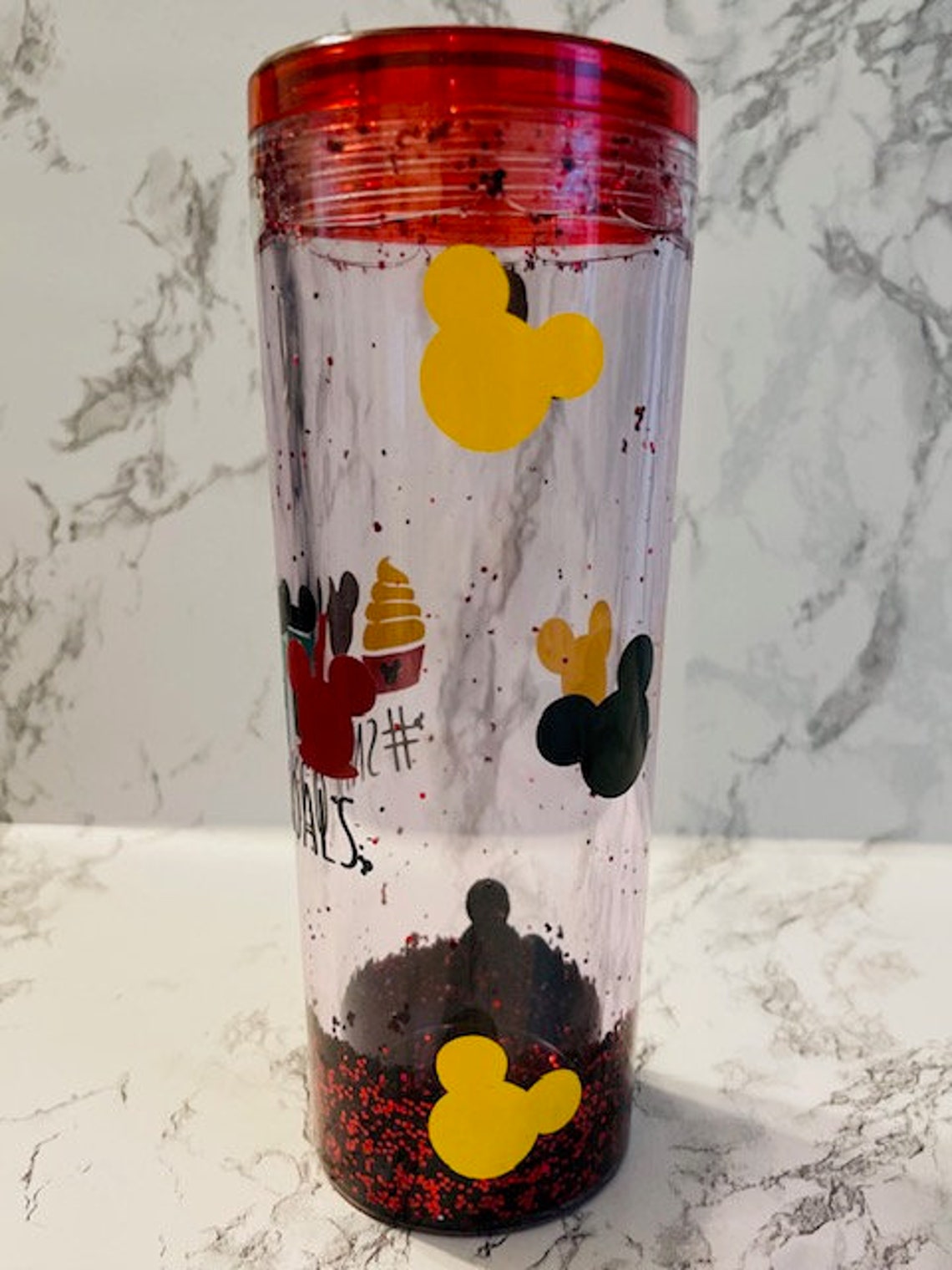 READY TO SHIP Snowglobe Disney Mickey Tumbler Snack Goals Etsy