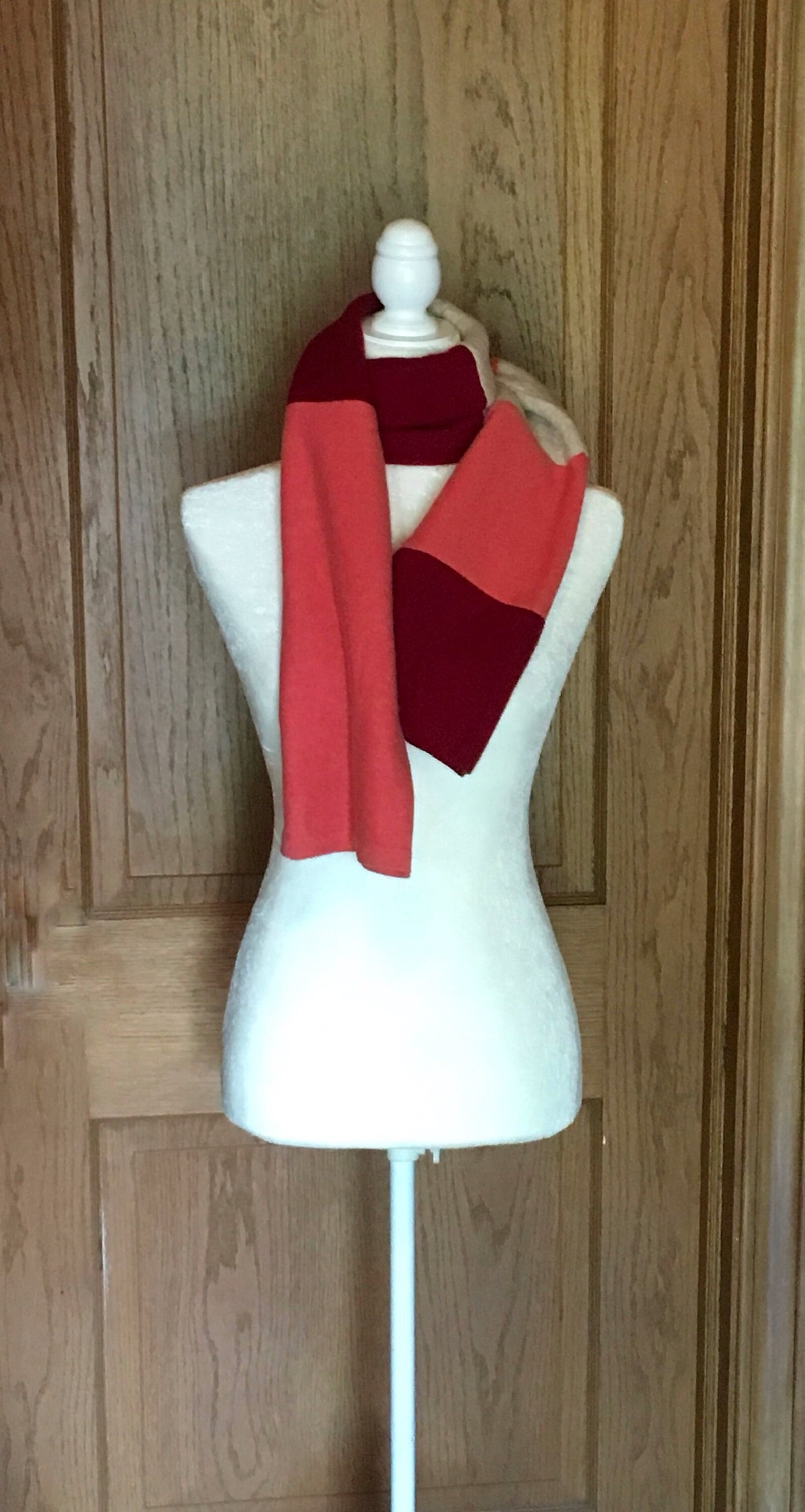Upcycled Felted Cashmere Scarf Burgundy and Yellow #30