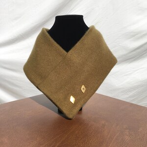 Womens Felted Cashmere Kaki Green Cowl Scarf