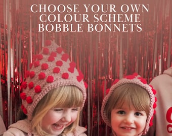 Bobble Bonnet, Choose your colours, Baby Bonnet, Crocheted Bonnet, Knitted Bonnet, Baby Shower Gift, Baby Bonnet UK