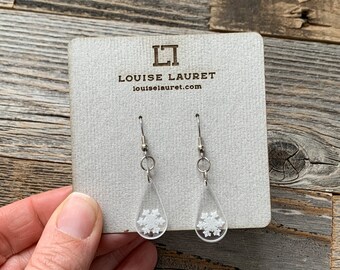 Snowflake Earrings, Dangly Earrings, Laser Cut Earrings, Teardrop Earrings, Unique Earrings