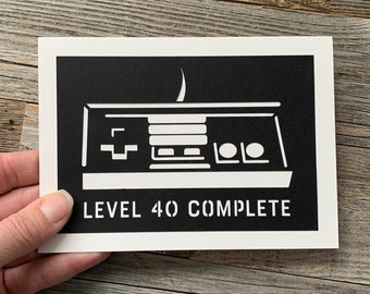 Custom Video Game Birthday Card, 40th Birthday Card for Guy, Funny 40th Birthday Card, Gamer Birthday Card, Nintendo Birthday Card