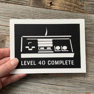 Custom Video Game Birthday Card, 40th Birthday Card for Guy, Funny 40th Birthday Card, Gamer Birthday Card, Nintendo Birthday Card