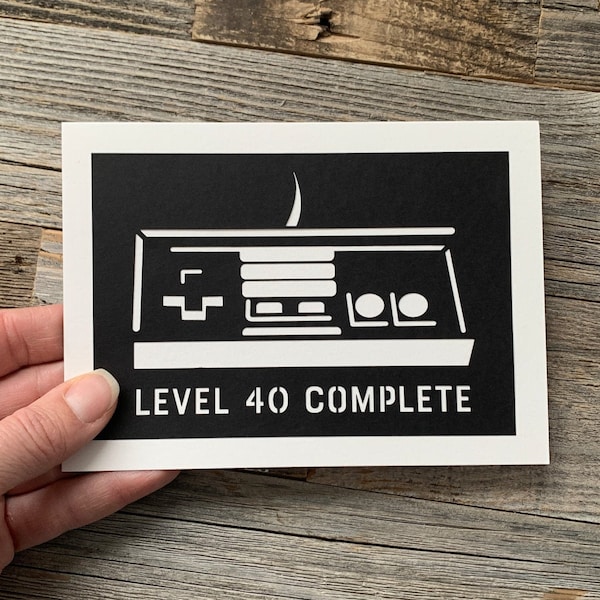 Custom Video Game Birthday Card, 40th Birthday Card for Guy, Funny 40th Birthday Card, Gamer Birthday Card, Nintendo Birthday Card