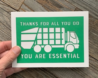 Garbage Man Thank You, Thank You Card, Essential Worker Thank You, Thanks for Garbage Person, Recycling Thank You