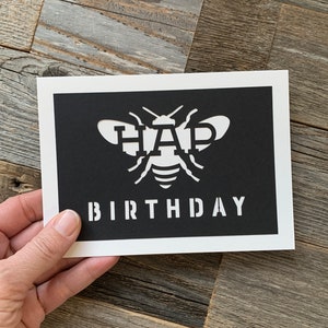 Happy Birthday Card, Papercut Birthday Card, Tasteful Birthday Card, HapBee Birthday Card, Card for Bee Lover, Bee Pun Card, Pun Birthday