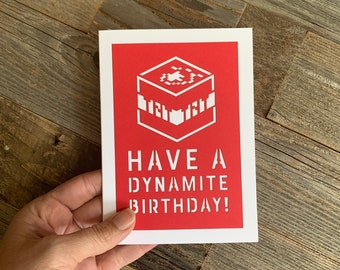 Minecraft Inspired Birthday Card, Dynamite Birthday Card, Birthday Card for Kid, Minecraft Birthday, Minecraft Card, Video Game Birthday