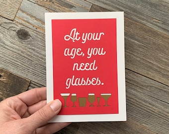Funny 'You Need Glasses' Birthday Card, Wine Lover
