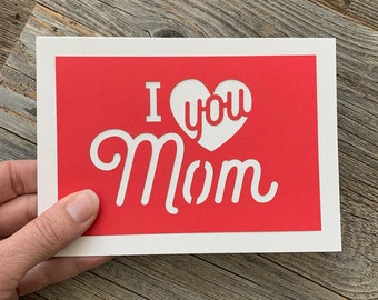 Mother's Day Card, I love you Mom card, Love Card for Mom, Blank Mother's Day Card, Card for Mom, Cute Mother's Day Card, I Love You Mom