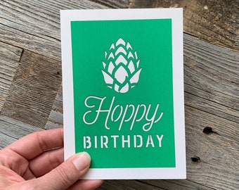 Happy Birthday Beer Card, Hoppy Birthday Card, Beer Lover Card, Guy Birthday, Cute Pun Birthday Card, Birthday Card for Man, Dad Birthday