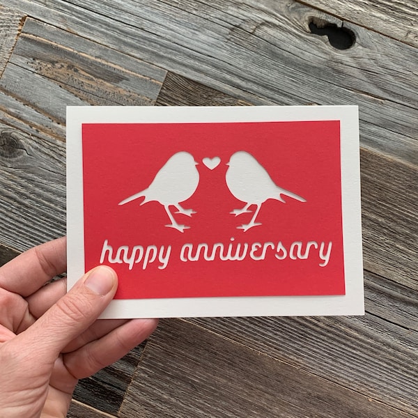 Happy Anniversary Card, Happy Anniversary Love Birds Card, Wedding Anniversary Card, First Anniversary Card, Paper Anniversary Card