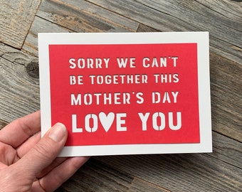 Sorry We Can't Be Together This Mother's Day Card, Happy Mothers Day Card, Pandemic Mother's Day Card, Long Distance Mother's Day Card